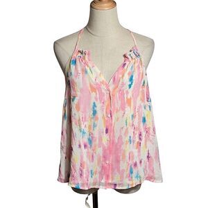 Rory Beca Forever 21 Colorful Painted Look Halter Neck Blouse Top